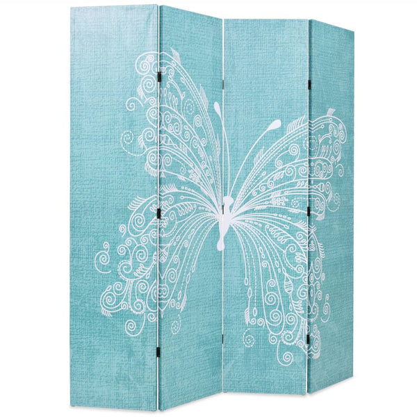 vidaXL Folding Room Divider 160 x 170 cm Butterfly Blue