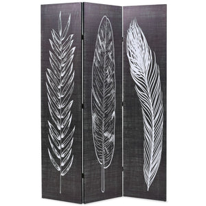 vidaXL Folding Room Divider 120 x 170 cm Feathers Black and White