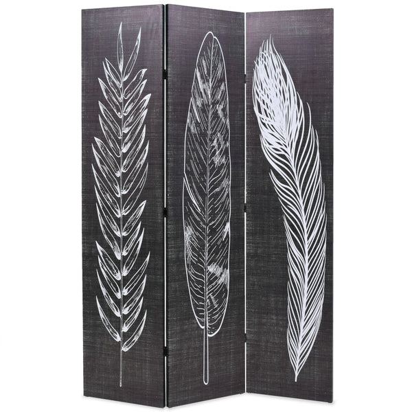 vidaXL Folding Room Divider 120 x 170 cm Feathers Black and White