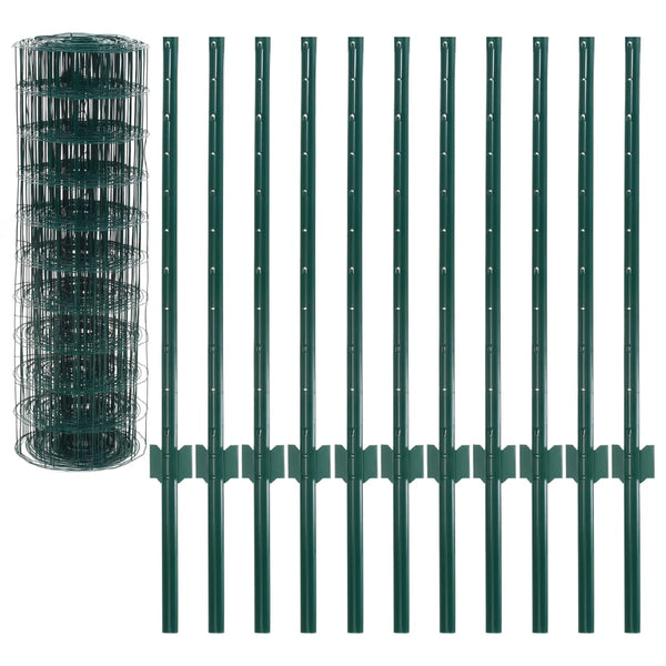 vidaXL Steel Metal Fence 20 x 0.8 m Green