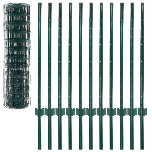vidaXL Metal Fence Steel 20 x 1 m Green