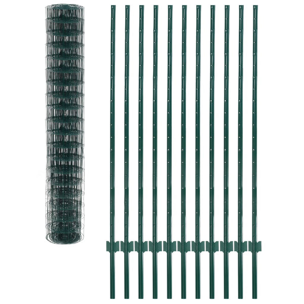 vidaXL Metal Fence Steel 20 x 1.5 m Green