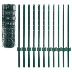 vidaXL Steel Metal Fence 20 x 0.8 m Green