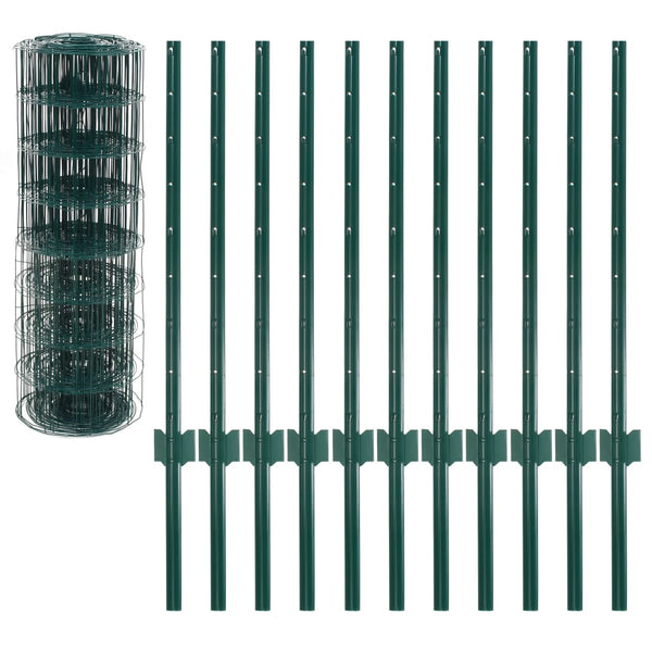 vidaXL Steel Metal Fence 20 x 0.8 m Green