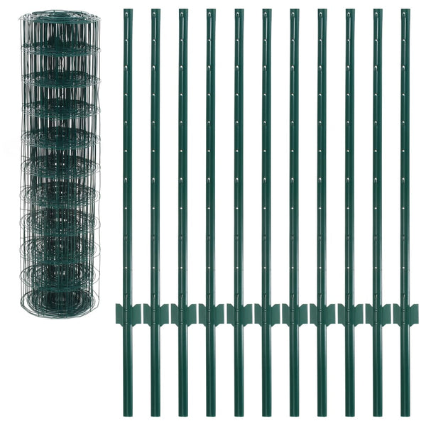 vidaXL Metal Fence Steel 20 x 1 m Green