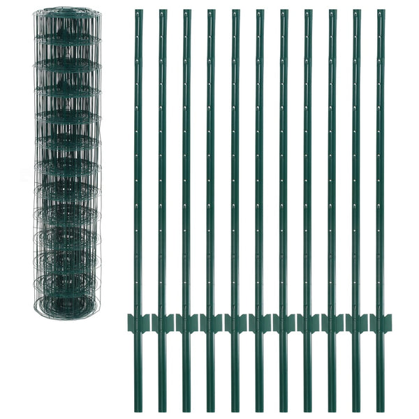 vidaXL Steel Metal Fence 20 x 1.2 m Green