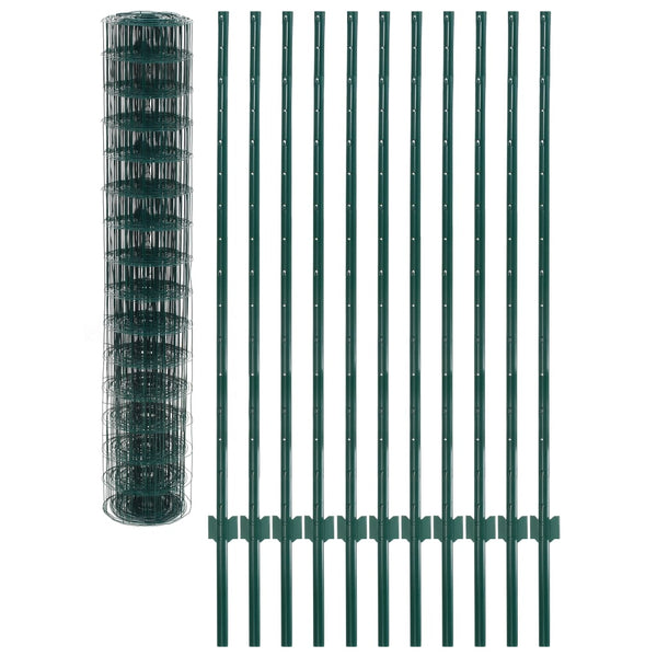 vidaXL Metal Fence Steel 20 x 1.5 m Green