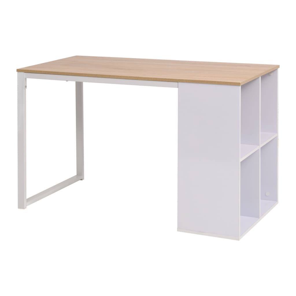 vidaXL Desk 120×60×75 cm Oak Brown and White