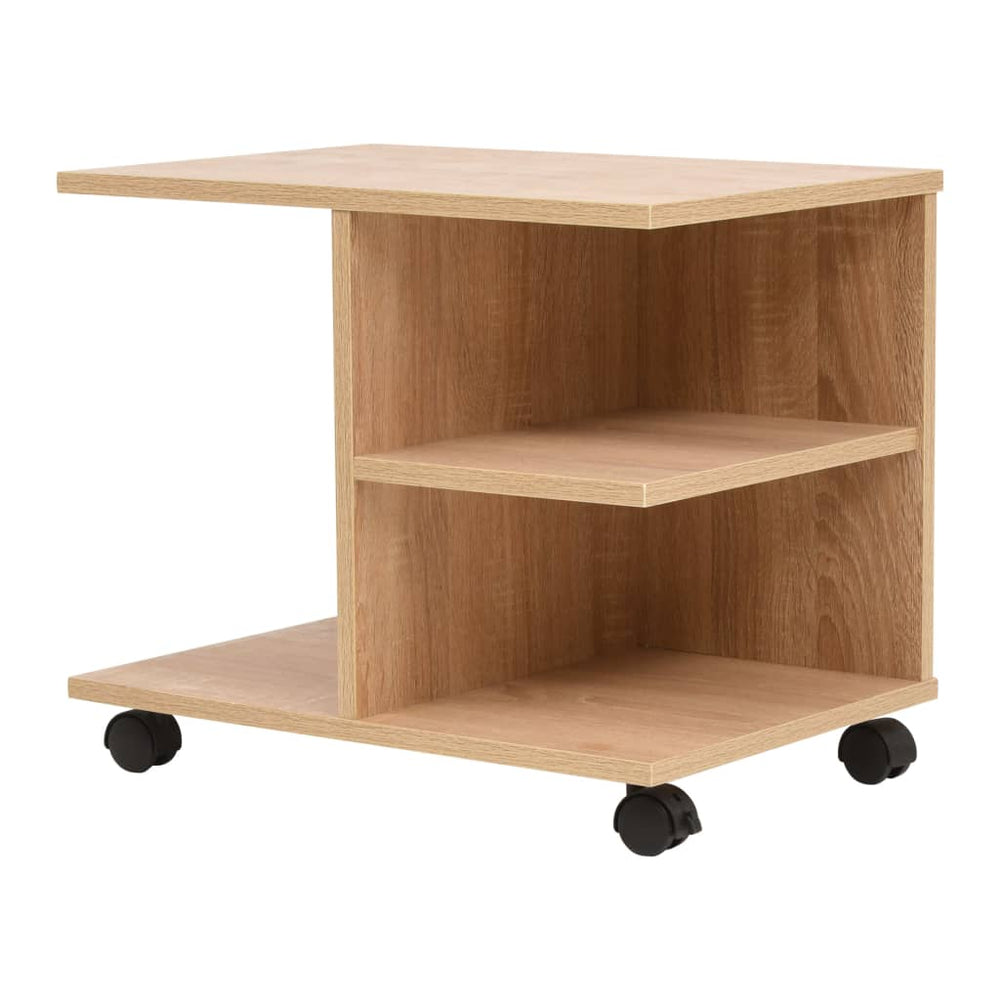 vidaXL Side Table with Wheels 50x35x42 cm Oak Brown