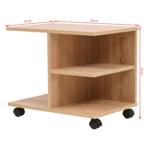 vidaXL Side Table with Wheels 50x35x42 cm Oak Brown