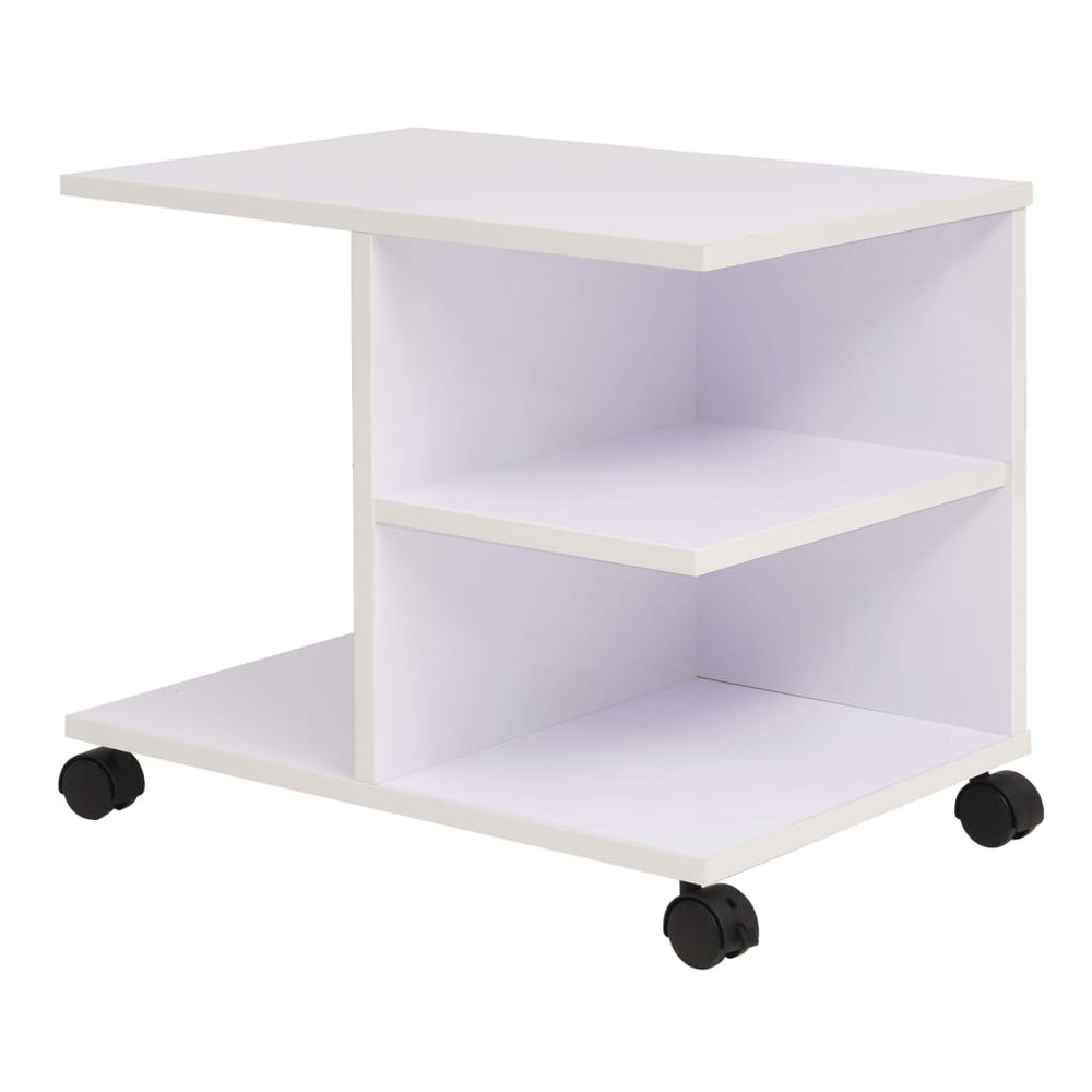 vidaXL End Table with Casters 50x35x42 cm White