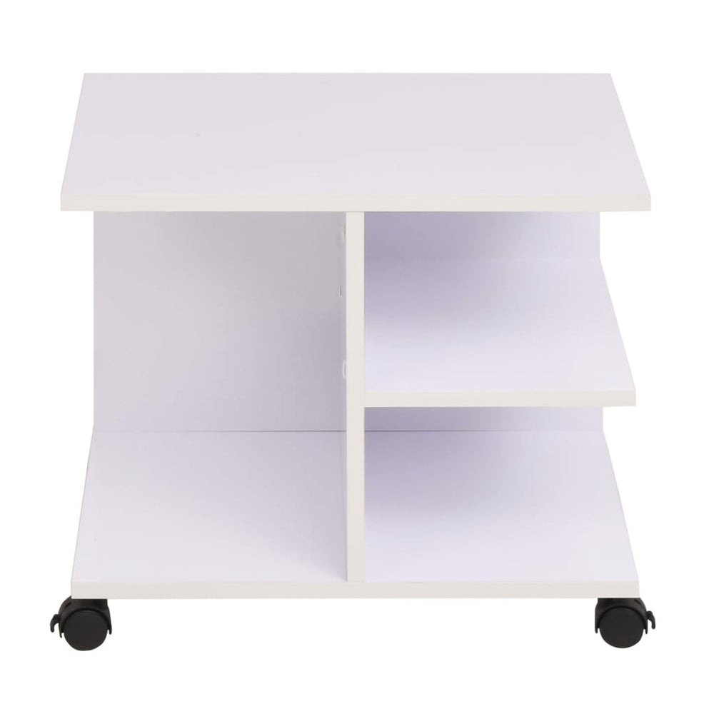 vidaXL End Table with Casters 50x35x42 cm White
