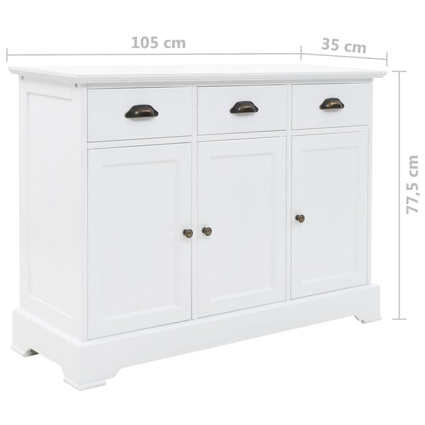 vidaXL Sideboard with 3 Doors MDF and Pine Wood 105x35x77.5 cm