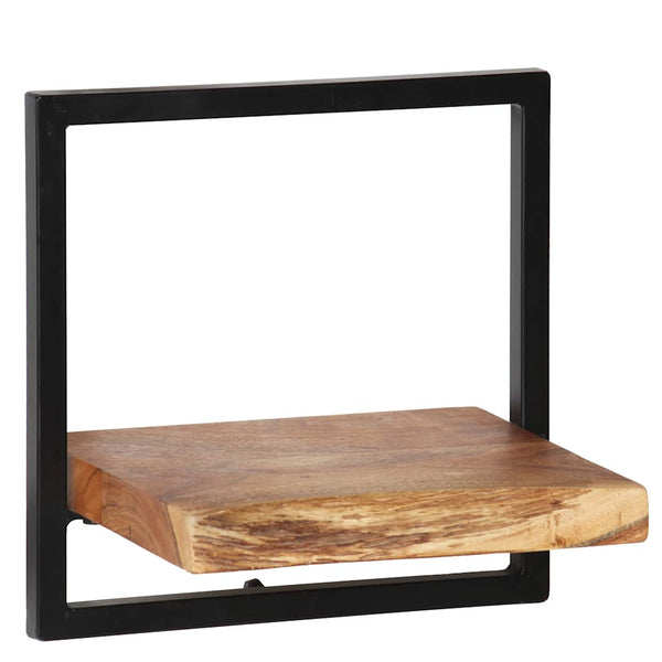 vidaXL 5-Piece Wall Shelf Set Solid Acacia Wood and Steel