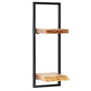 vidaXL 5-Piece Wall Shelf Set Solid Acacia Wood and Steel