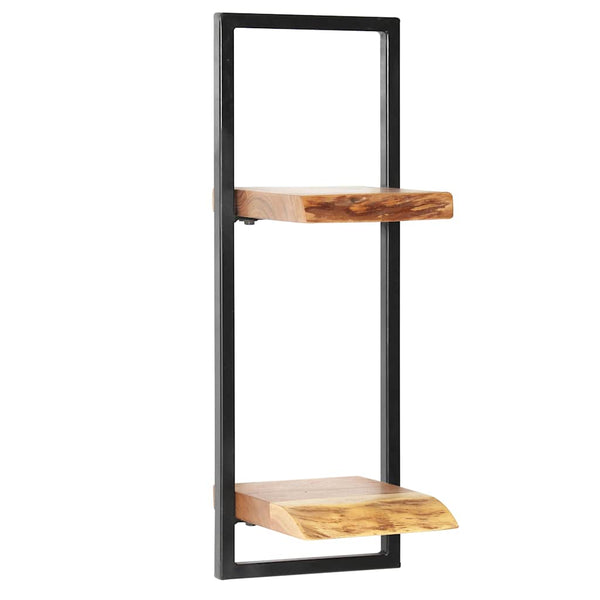 vidaXL 5-Piece Wall Shelf Set Solid Acacia Wood and Steel