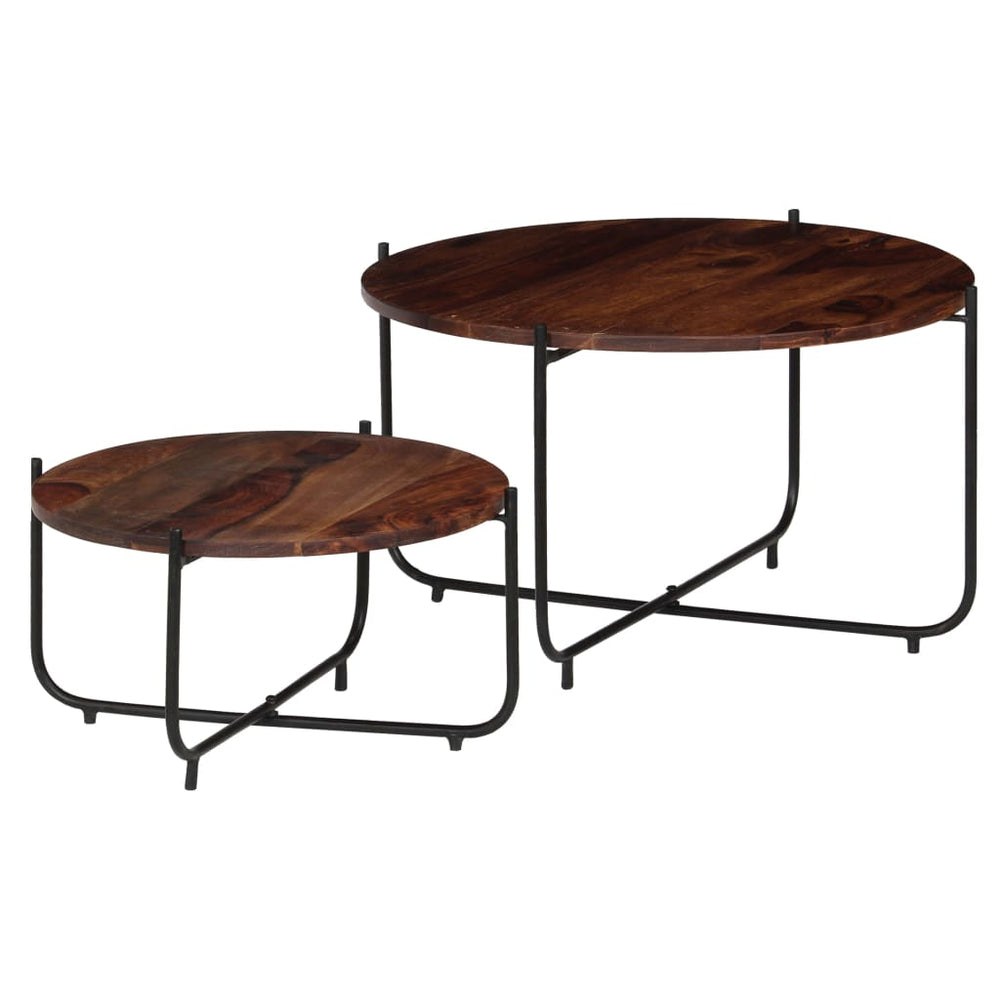 vidaXL 2-Piece Coffee Table Set Solid Acacia Wood 60x35 cm