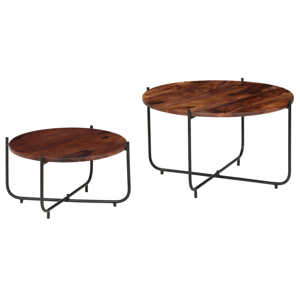 vidaXL 2-Piece Coffee Table Set Solid Acacia Wood 60x35 cm