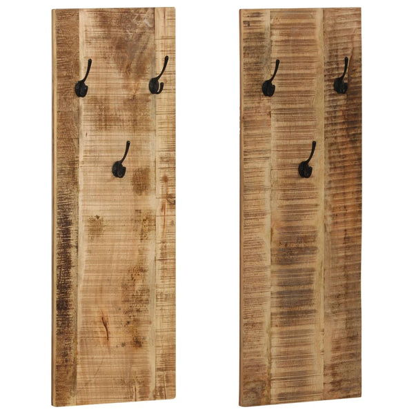 vidaXL Wall Coat Rack 2 pcs. Solid Mango Wood 36x110x3 cm