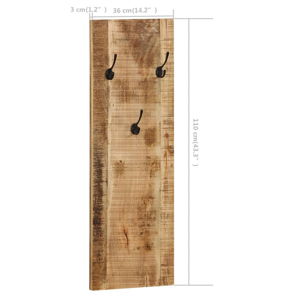 vidaXL Wall Coat Rack 2 pcs. Solid Mango Wood 36x110x3 cm