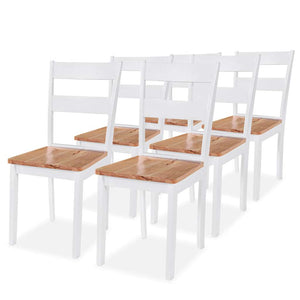 vidaXL Dining Chairs 6 pcs White Solid Rubberwood