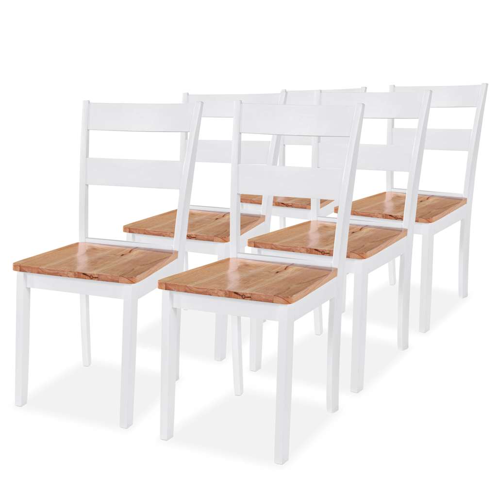vidaXL Dining Chairs 6 pcs White Solid Rubberwood