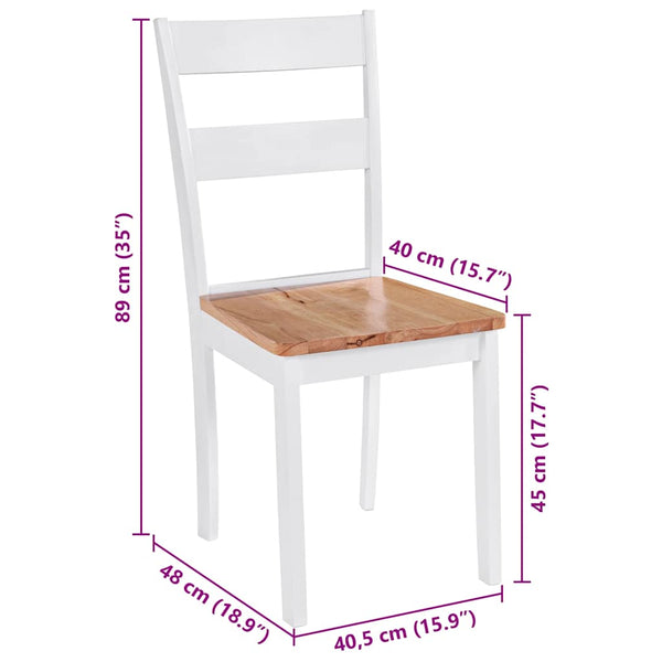 vidaXL Dining Chairs 6 pcs White Solid Rubberwood