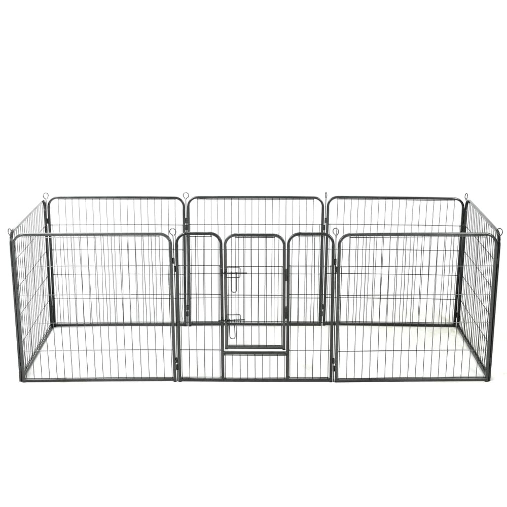 vidaXL Dog Playpen 8 Panels Steel 80 x 80 cm Black