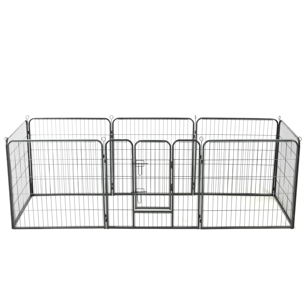 vidaXL Dog Playpen 8 Panels Steel 80 x 80 cm Black