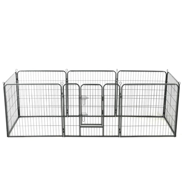 vidaXL Dog Playpen 8 Panels Steel 80 x 80 cm Black