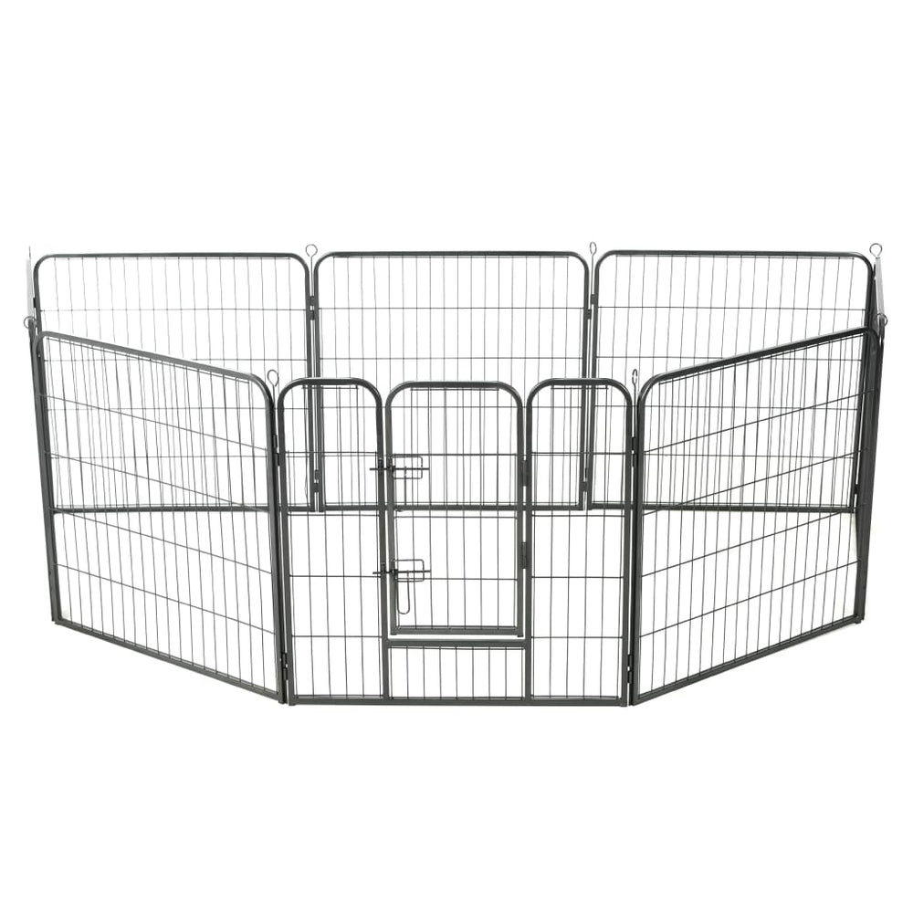 vidaXL Dog Playpen 8 Panels Steel 80 x 80 cm Black