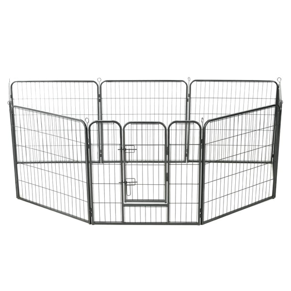 vidaXL Dog Playpen 8 Panels Steel 80 x 80 cm Black