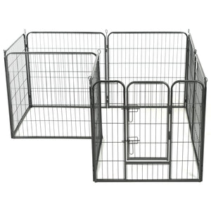 vidaXL Dog Playpen 8 Panels Steel 80 x 80 cm Black