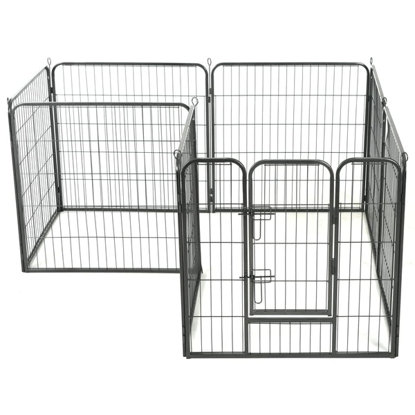 vidaXL Dog Playpen 8 Panels Steel 80 x 80 cm Black
