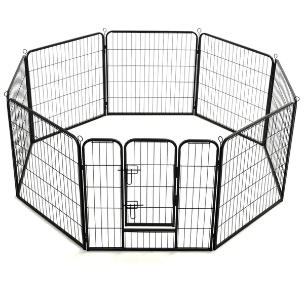 vidaXL Dog Playpen 8 Panels Steel 80 x 80 cm Black
