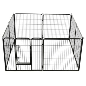 vidaXL Dog Playpen 8 Panels Steel 80 x 80 cm Black