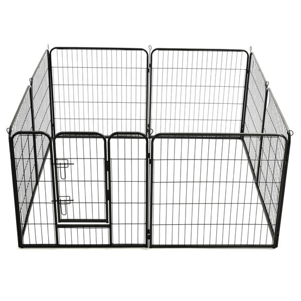 vidaXL Dog Playpen 8 Panels Steel 80 x 80 cm Black