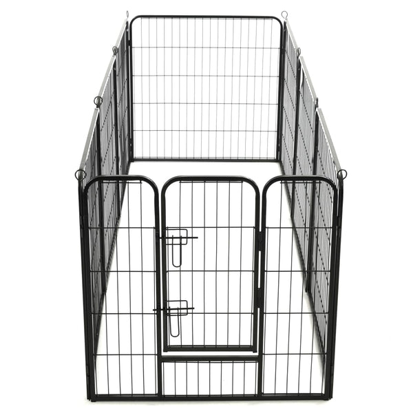 vidaXL Dog Playpen 8 Panels Steel 80 x 80 cm Black
