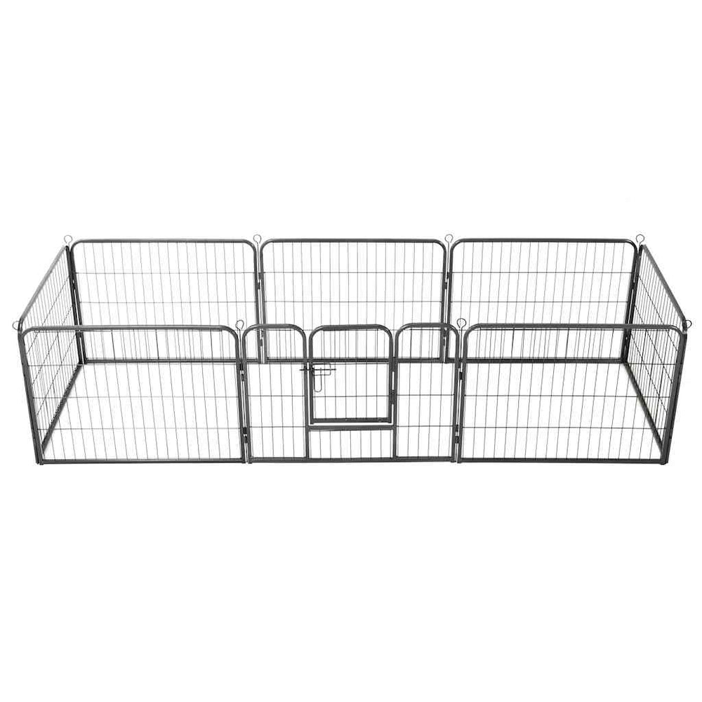 vidaXL Dog Playpen 8 Panels Steel 60 x 80 cm Black