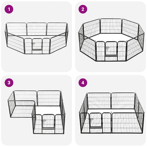 vidaXL Dog Playpen 8 Panels Steel 60 x 80 cm Black
