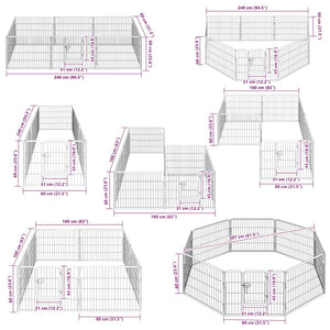 vidaXL Dog Playpen 8 Panels Steel 60 x 80 cm Black