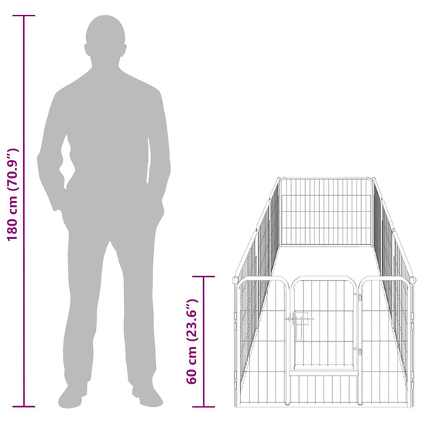 vidaXL Dog Playpen 8 Panels Steel 60 x 80 cm Black