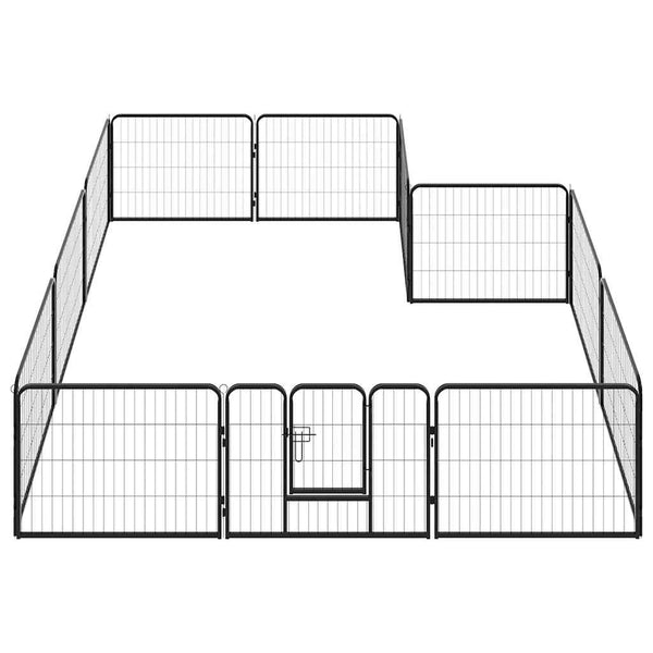 vidaXL Dog Playpen 12 Panels Steel 80x60 cm Black