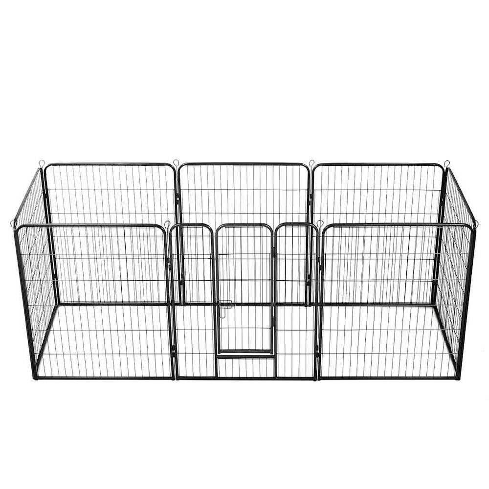 vidaXL Dog Playpen 8 Panels Steel 80 x 100 cm Black