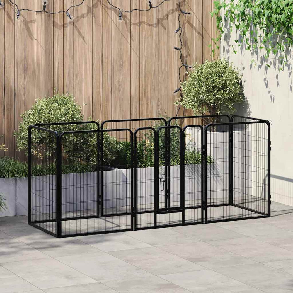 vidaXL Dog Playpen 8 Panels Steel 80 x 100 cm Black