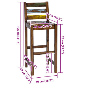 vidaXL Bar Stools 2 pcs Solid Reclaimed Wood