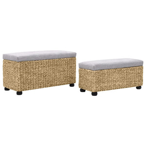 vidaXL Bench Set 2-piece Seagrass Grey