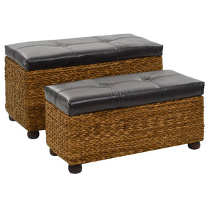 vidaXL Bench Set 2-piece Seagrass Brown