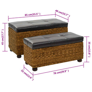 vidaXL Bench Set 2-piece Seagrass Brown