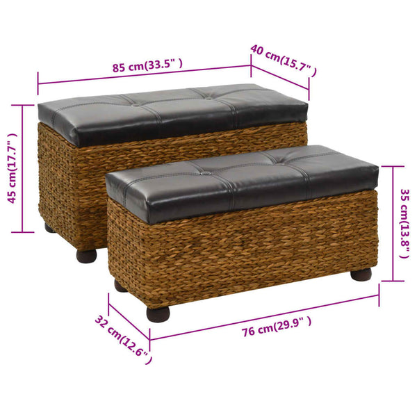 vidaXL Bench Set 2-piece Seagrass Brown